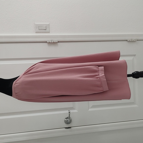 Catherine's Dusty Rose Silky Button Down Tunic Blouse Loose Billowy Sleeves 3X - Picture 3 of 6